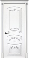 Межкомнатная дверь Текона Смальта-Deco 05 Белый ral 9003 патина серебро