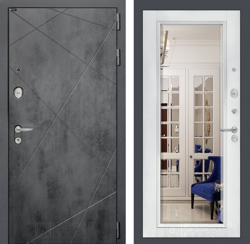 Входная дверь Лабиринт LOFT с Зеркалом Фацет - Белый софт