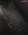 Металлическая входная дверь в квартиру Мегаполис 01 - Беленый дуб, стекло черное
