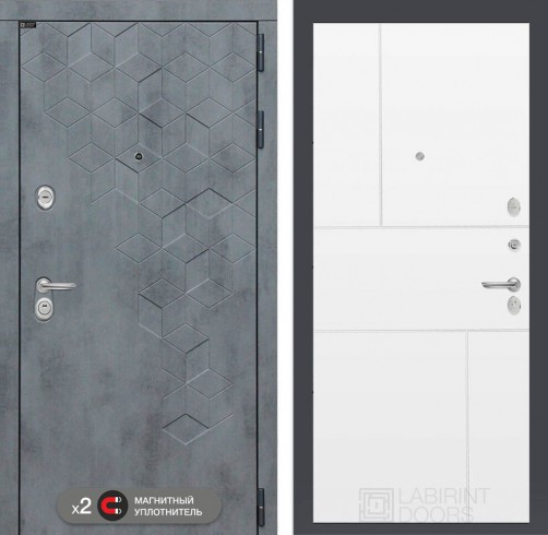 Металлическая дверь Лабиринт Бетон 21 - Белый софт