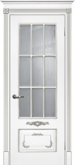 Межкомнатная дверь Текона Смальта-Deco 09 Белый ral 9003 патина серебро стекло