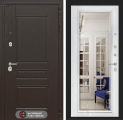 Металлическая входная дверь Мегаполис с Зеркалом Фацет - Белый софт