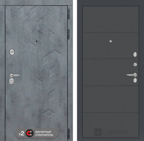 Металлическая дверь Лабиринт Бетон 13 - Графит софт