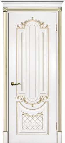Межкомнатная дверь Текона Смальта-Deco 13 Белый ral 9003 патина золото