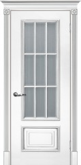 Межкомнатная дверь Текона Смальта-Deco 08 Белый Ral 9003 патина серебро стекло