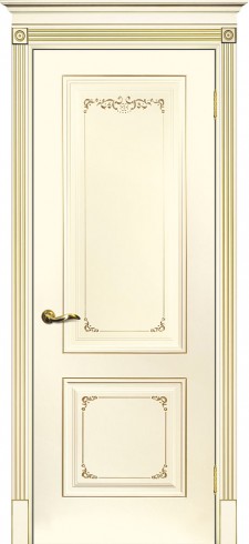 Межкомнатная дверь Текона Смальта-Deco 14 Слоновая кость ral 1013 патина золото