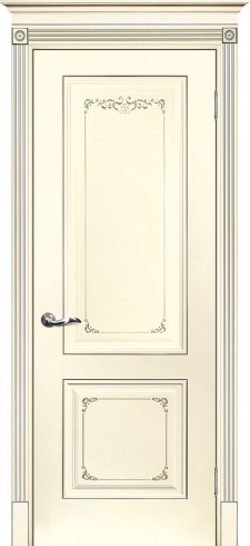 Межкомнатная дверь Текона Смальта-Deco 14 Слоновая кость ral 1013 патина серебро