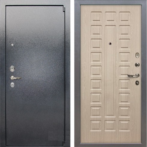 Металлическая дверь Лекс 3 Барк (Серый букле / Дуб беленый) панель №20