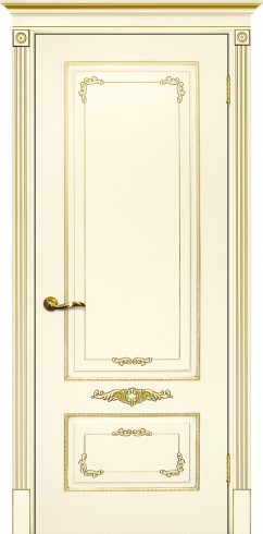Межкомнатная дверь Текона Смальта-Deco 09 Слоновая кость Ral 1013 патина золото