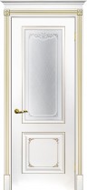 Межкомнатная дверь Текона Смальта-Deco 14 Белый ral 9003 патина золото, стекло