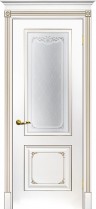 Межкомнатная дверь Текона Смальта-Deco 14 Белый ral 9003 патина шампань, стекло
