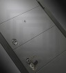 Металлическая входная дверь Лабиринт ART графит 25 - Бетон светлый, черный молдинг