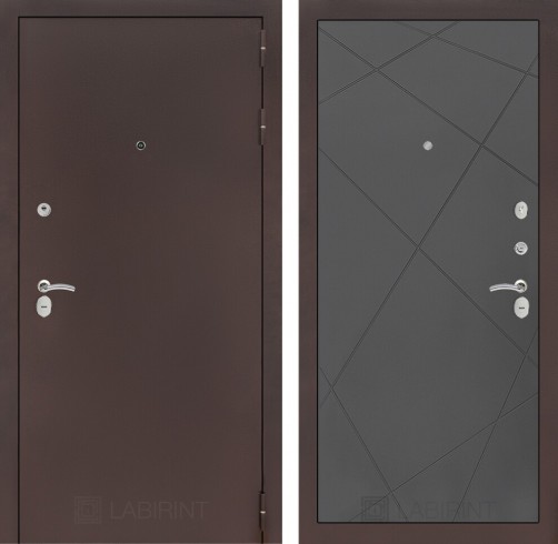 Металлическая дверь в квартиру Лабиринт CLASSIC антик медный 24 - Графит софт