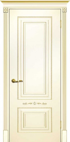 Межкомнатная дверь Текона Смальта-Deco 04 Слоновая кость Ral 9003 патина золото