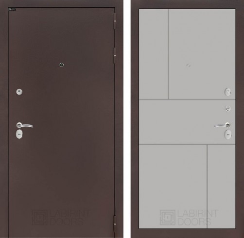 Металлическая дверь в квартиру Лабиринт CLASSIC антик медный 21 - Грей софт