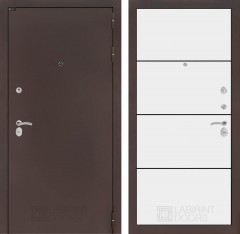 Металлическая дверь в квартиру Лабиринт CLASSIC антик медный 25 - Белый софт, черный молдинг