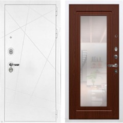 Металлическая дверь Лекс Соната с зеркалом №30 (Белая шагрень / Берёза мореная)