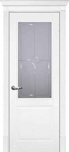 Межкомнатная дверь Текона Смальта-Bella 15 Белый ral 9003, стекло