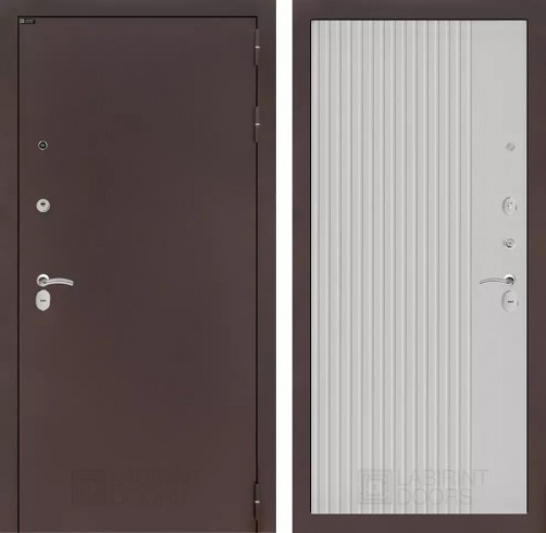 Металлическая дверь Лабиринт CLASSIC антик медный 29 - Белый рельеф софт