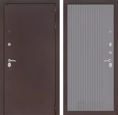 Металлическая дверь Лабиринт CLASSIC антик медный 29 - Серый рельеф софт