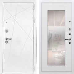 Металлическая дверь Лекс Соната с зеркалом №37 (Белая шагрень / Ясень белый)