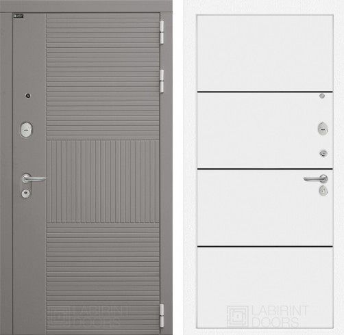Входная дверь Лабиринт FORMA 25 - Белый софт, черный молдинг