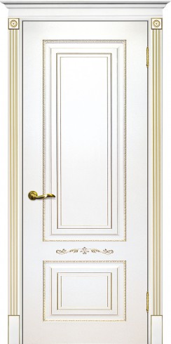 Межкомнатная дверь Текона Смальта-Deco 04 Белый Ral 1013 патина золото 