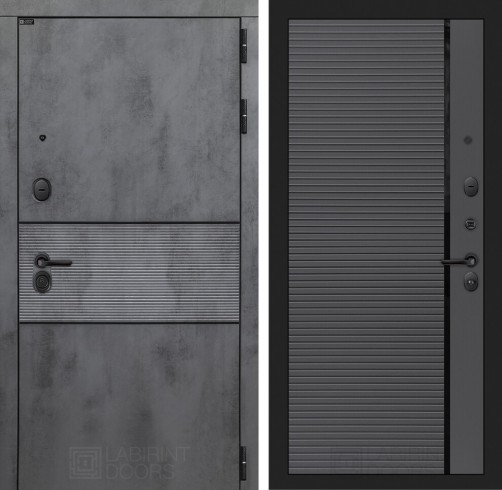 Входная дверь Лабиринт INFINITY 22 - Графит софт, черная вставка