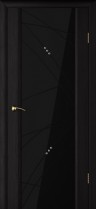 Межкомнатная дверь Текона Страто 02 Черный дуб тонированный черный триплекс гравировка Роса