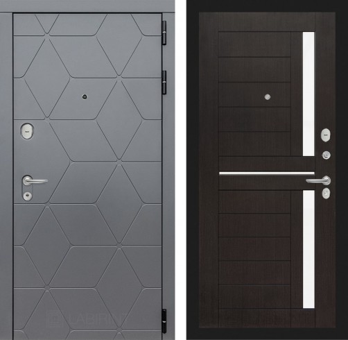 Металлическая дверь в квартиру Лабиринт COSMO 02 - Сандал белый, стекло черное