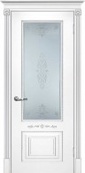 Межкомнатная дверь Текона Смальта-Deco 04 Белый Ral 9003 патина серебро стекло