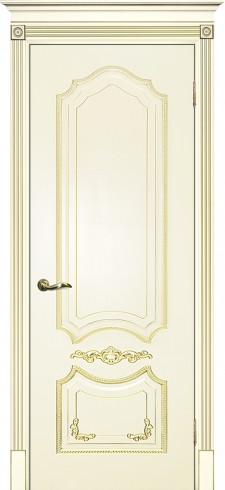 Межкомнатная дверь Текона Смальта-Deco 10 Слоновая кость Ral 1013 патина золото