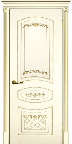 Межкомнатная дверь Текона Смальта-Deco 05 Слоновая кость Ral 1013 патина золото
