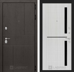Металлическая входная дверь URBAN 02 - Сандал белый, стекло черное