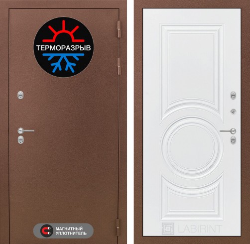 Металлическая дверь в дом Лабиринт Термо Магнит 23 - Белый софт