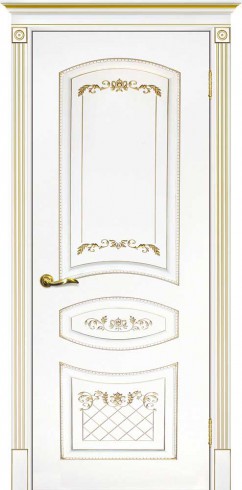 Межкомнатная дверь Текона Смальта-Deco 05 Белый Ral 9003 патина золото