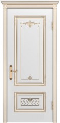 Дверь Аккорд Белая эмаль В3 ПГ Золотая патина