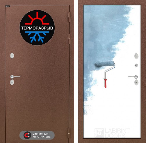 Металлическая дверь в дом Лабиринт Термо Магнит 28 - Грунт под покраску