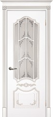 Межкомнатная дверь Текона Смальта-Deco 10 Белый Ral 9003 патина серебро стекло