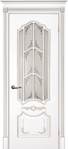 Межкомнатная дверь Текона Смальта-Deco 10 Белый Ral 9003 патина серебро стекло