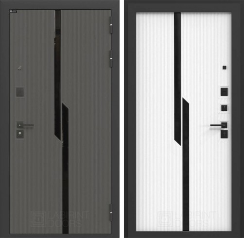 Входная дверь Лабиринт CARBON стекло черное фацет ФЛС-570 Белый софт