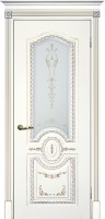 Межкомнатная дверь Текона Смальта-Deco 11 Белый Ral 9003 патина золото стекло