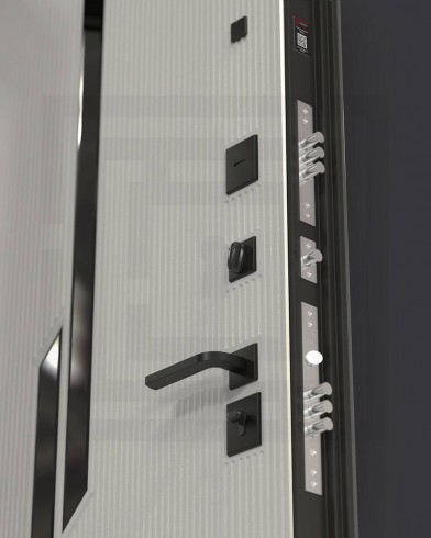 Входная дверь Лабиринт CARBON 22 - Белый софт, черная вставка