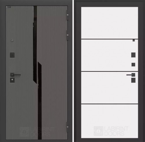 Входная дверь Лабиринт CARBON 25 - Белый софт, черная вставка