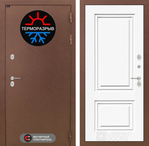 Металлическая дверь в дом Лабиринт Термо Магнит 26 - Эмаль RAL 9003
