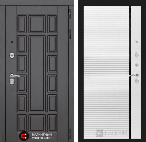 Металлическая входная дверь в квартиру NEW YORK 22 - Белый софт, черная вставка