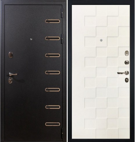 Металлическая дверь Лекс Квадро Белая шагрень (панель №71)