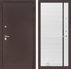 Металлическая дверь в квартиру Лабиринт CLASSIC антик медный 22 - Белый софт, черная вставка