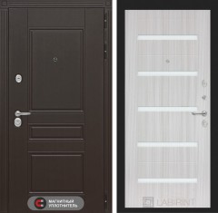 Металлическая входная дверь Мегаполис 01 - Сандал белый, стекло белое