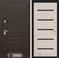 Металлическая входная дверь в квартиру Мегаполис 01 - Беленый дуб, стекло черное